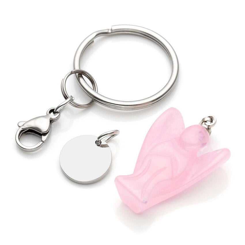 Lovely Angel Rose Quartz Key Chain
