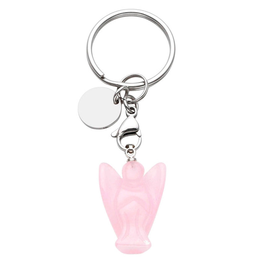 Lovely Angel Rose Quartz Key Chain