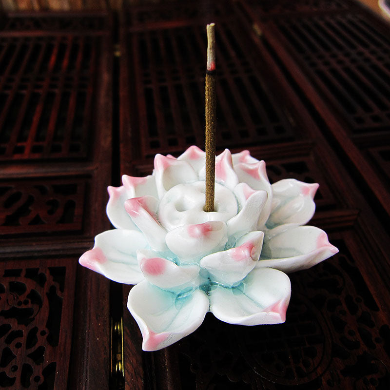 Lotus Flower Ceramic Incense Burner