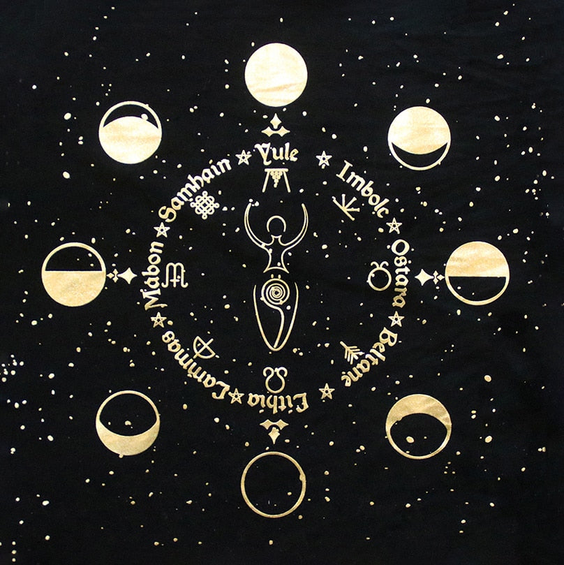Pentagram Tarot Cloth Altar Cloth Constellation Sun Star Moon Universe Witchcraft Alter Tarot Spread Table Cloth Wicca Square