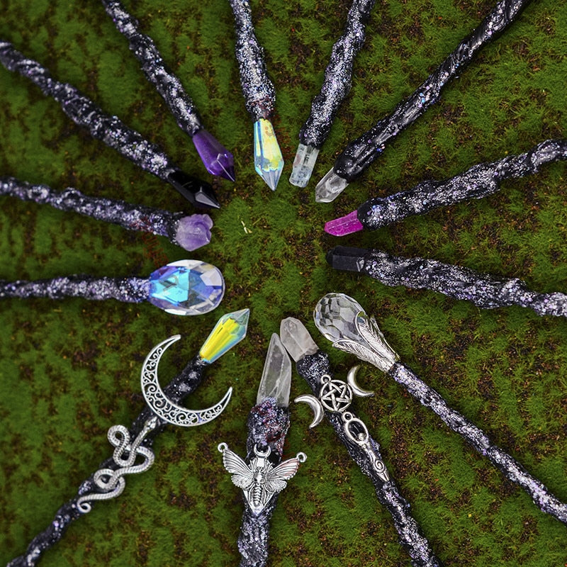 Magic Witch Wands Pagan Crystal Quartz Power Witch Fairy Wands Altar Adornment Banish Evil Wicca Gift