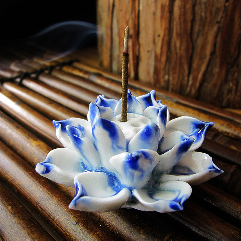 Lotus Flower Ceramic Incense Burner