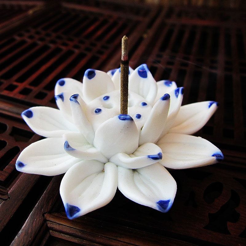 Lotus Flower Ceramic Incense Burner