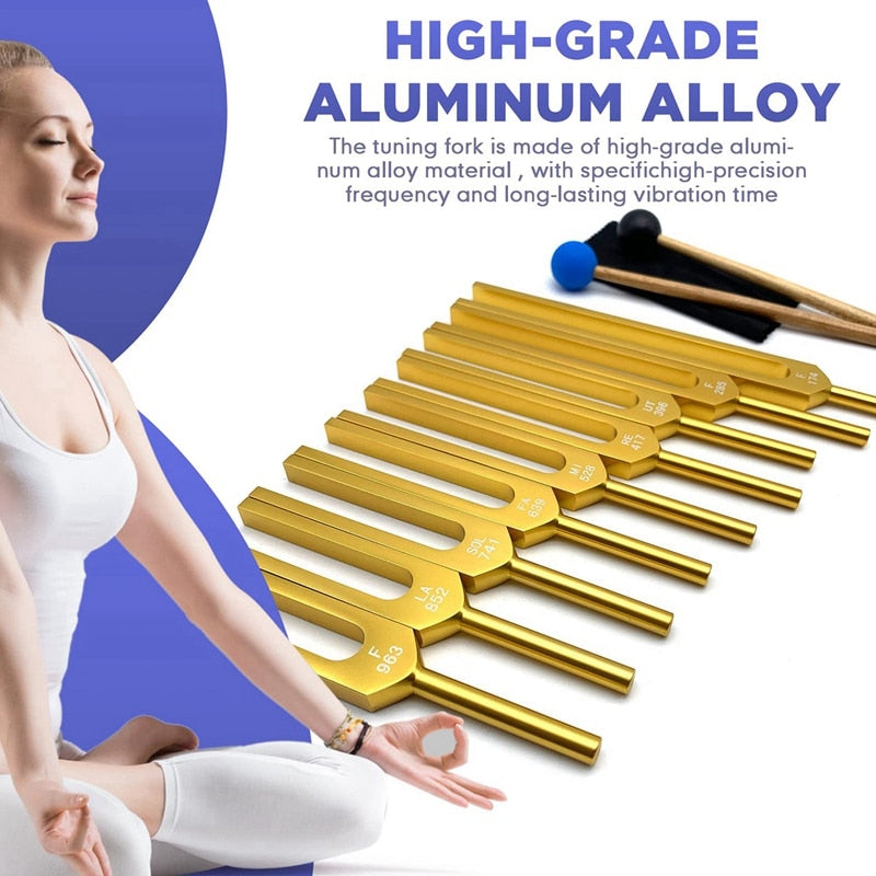 Tuning Fork Set - 9 Tuning Forks For Healing Chakra,Sound Therapy,Keep Body,Mind And Spirit In Perfect Harmony