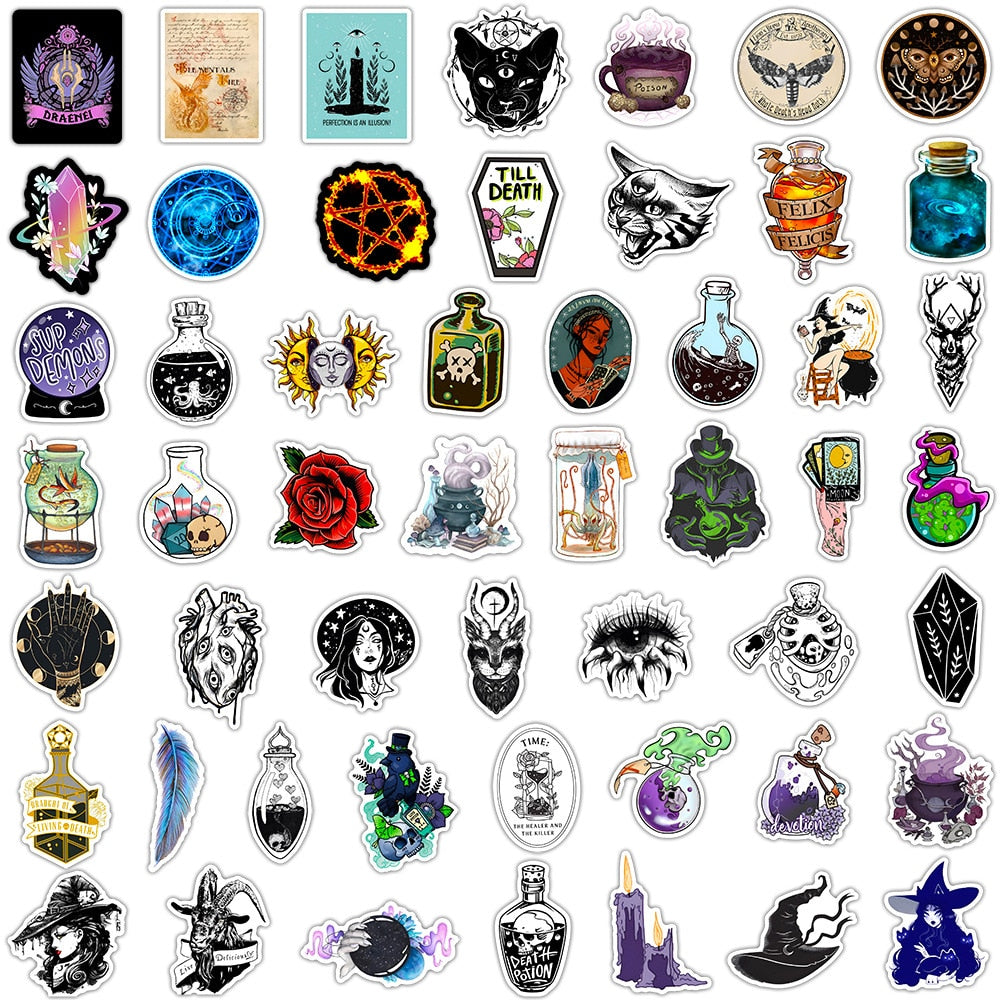 10/30/50pcs Art Magic Witch Stickers