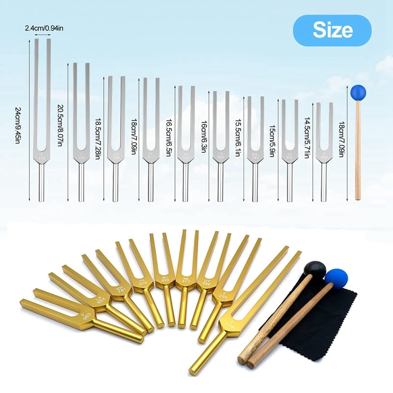Tuning Fork Set - 9 Tuning Forks For Healing Chakra,Sound Therapy,Keep Body,Mind And Spirit In Perfect Harmony