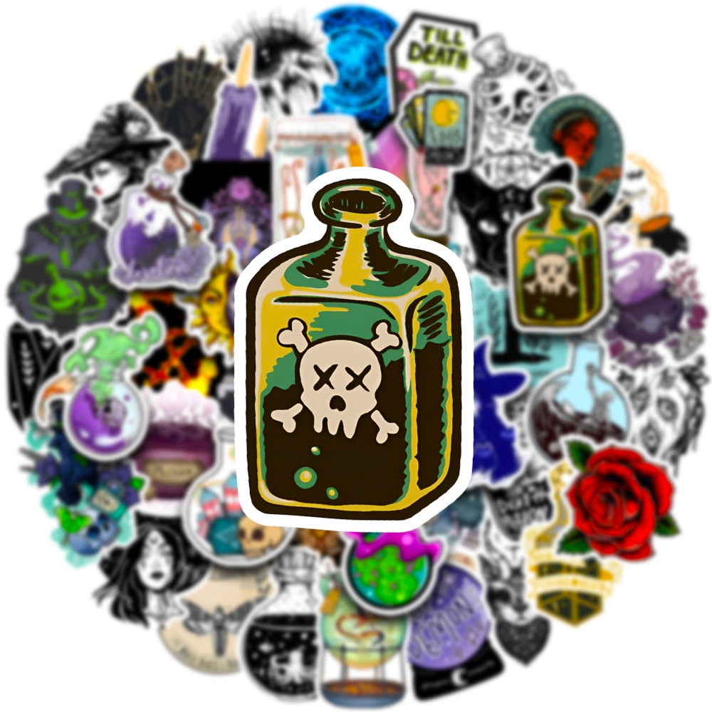 10/30/50pcs Art Magic Witch Stickers