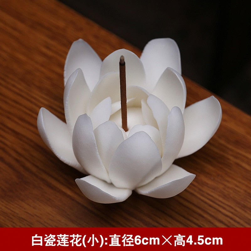 Ceramic White Lotus Incense Burner