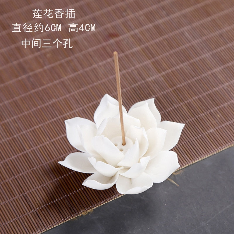 Ceramic White Lotus Incense Burner