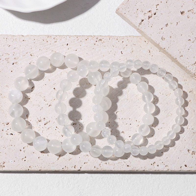 Agates Stone, Howlite, & Selenite Beaded Bracelets