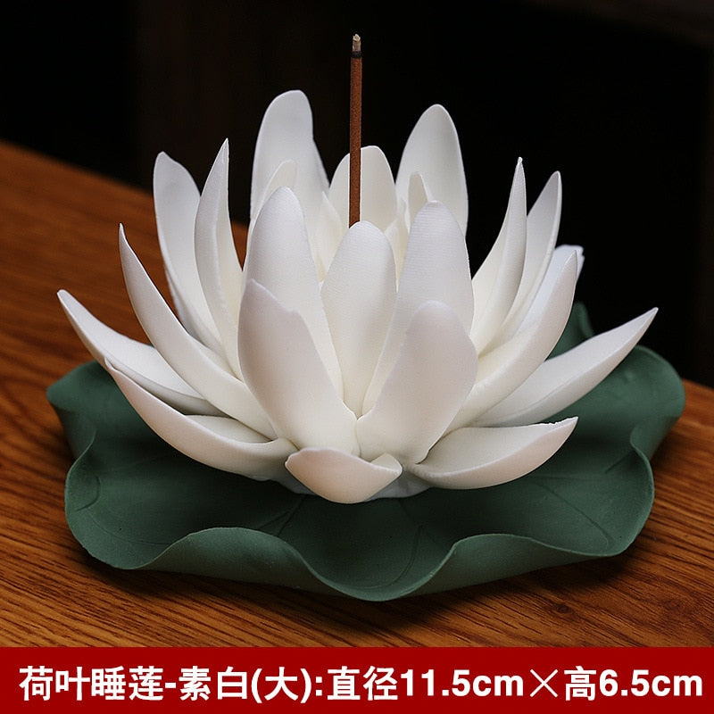 Ceramic White Lotus Incense Burner