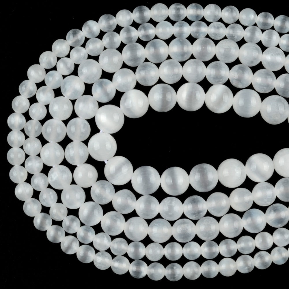 Natural Selenite Stone Beads