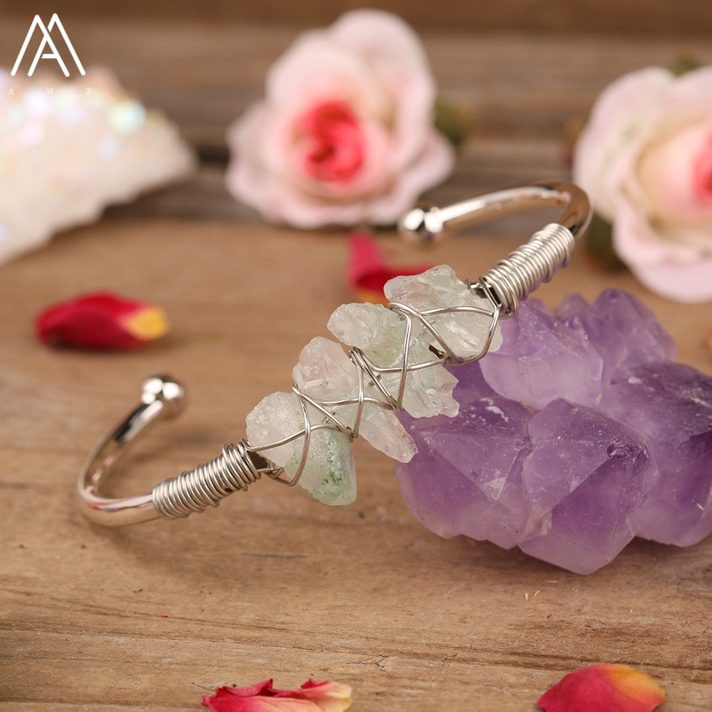 Open Natural Crystal Bangle