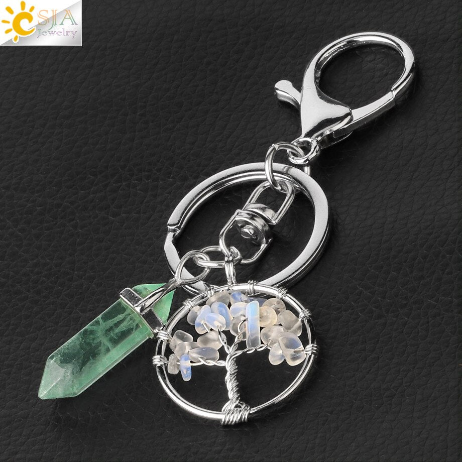 Tree of Life Reiki Pendant Crystal Key Chain