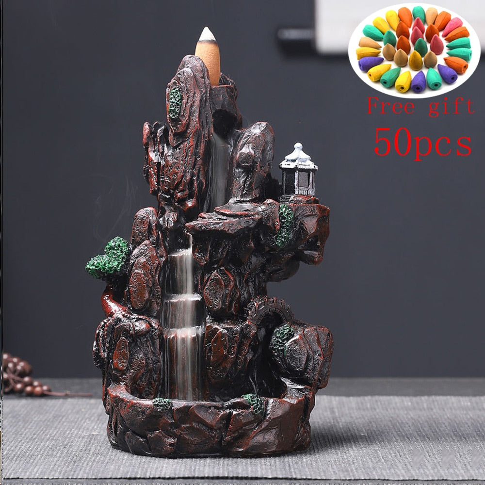 Resin Mountain Shape Smoke Waterfall