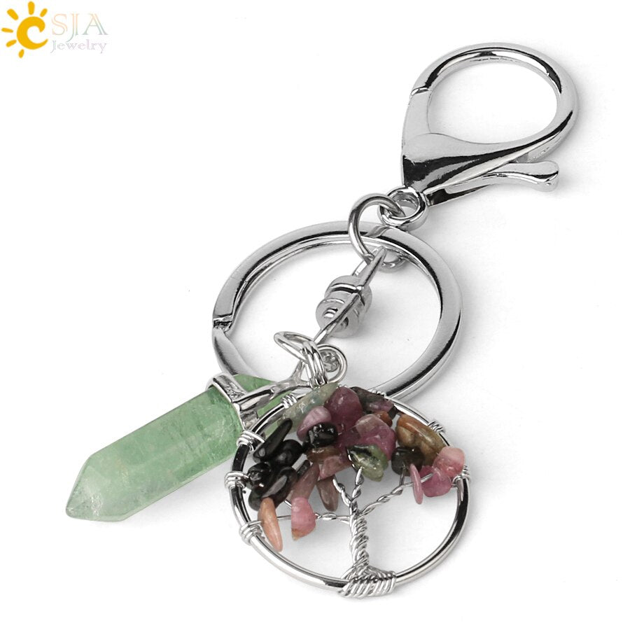 Tree of Life Reiki Pendant Crystal Key Chain