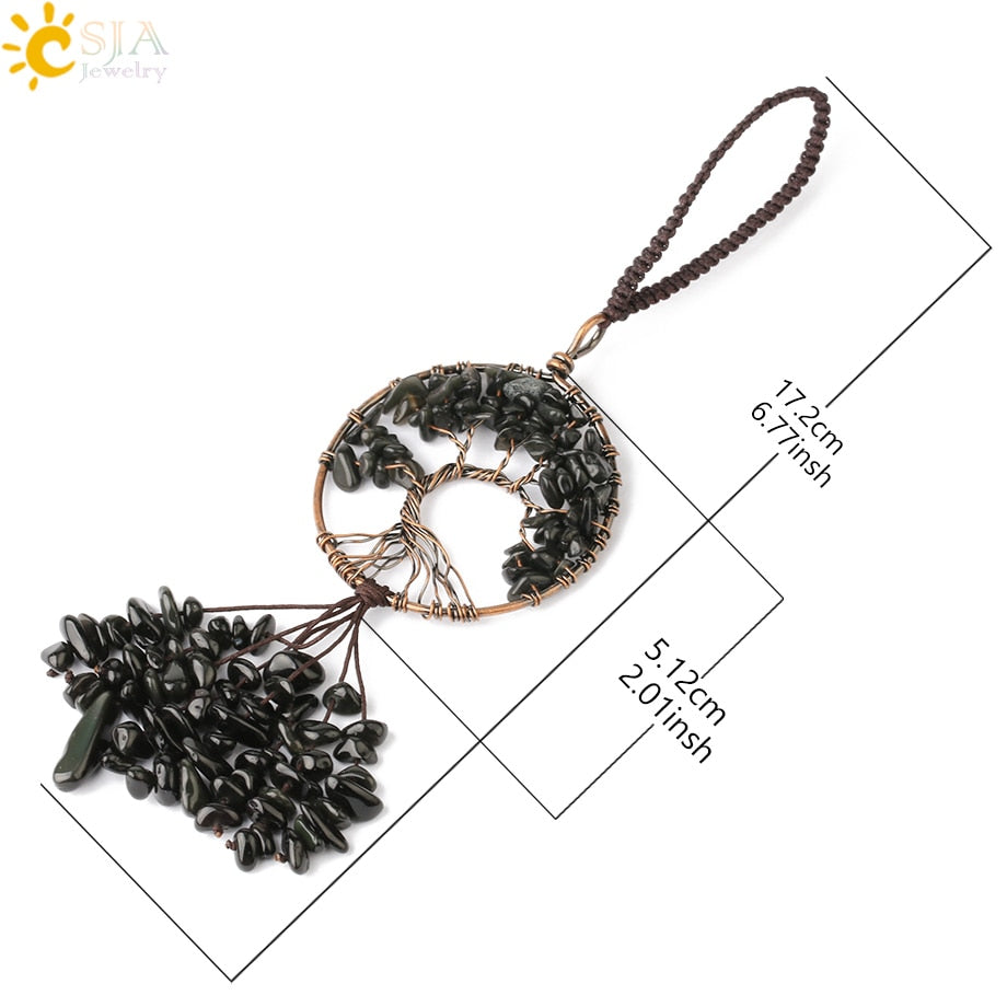 Crystal Stone Tree of Life Car Pendant