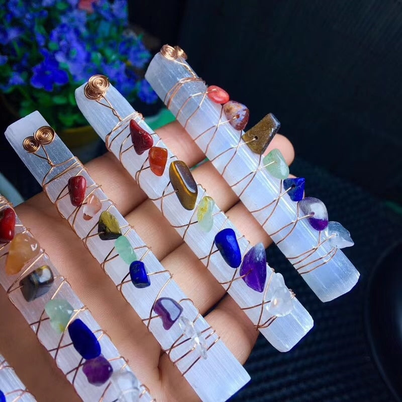 Chakra Healing Raw Selenite Wand