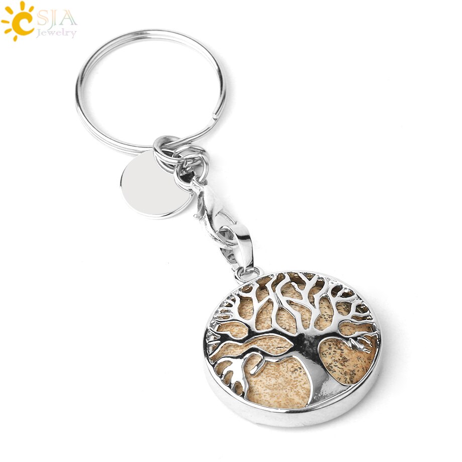 Natural Crystal Tree of Life Keychain