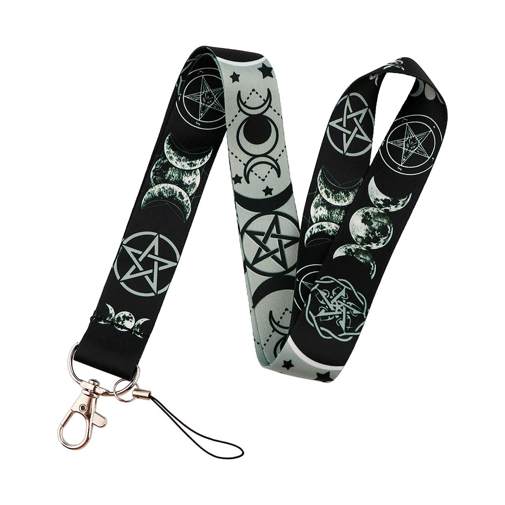 Triple Moon Goddess Wicca Keychain ID Card lanyard