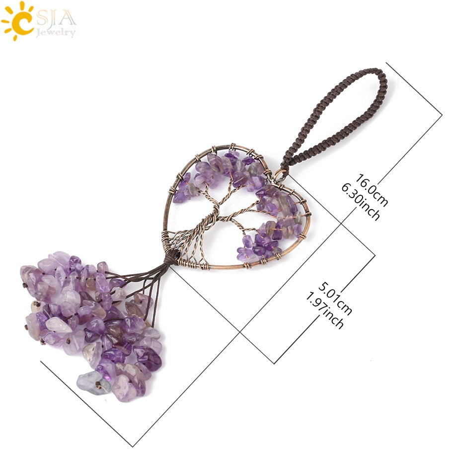 Crystal Stone Tree of Life Car Pendant