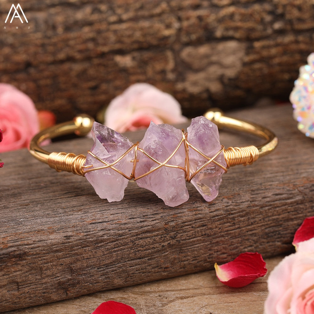 Open Natural Crystal Bangle