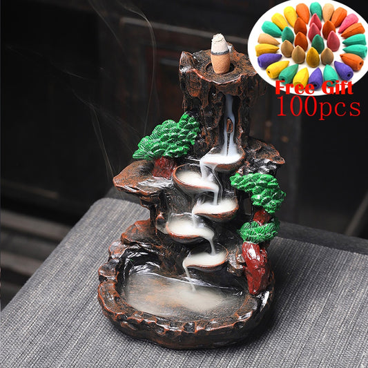 Resin Mountain Shape Smoke Waterfall