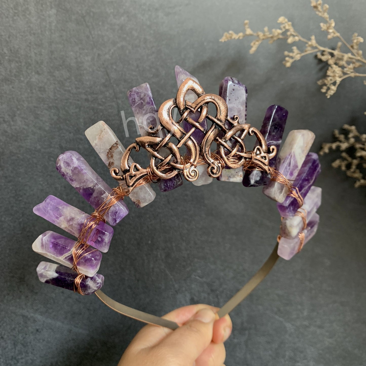 Raw Amethyst  Crystal Crown Headband Hair Accessories Witch Accessories Gift