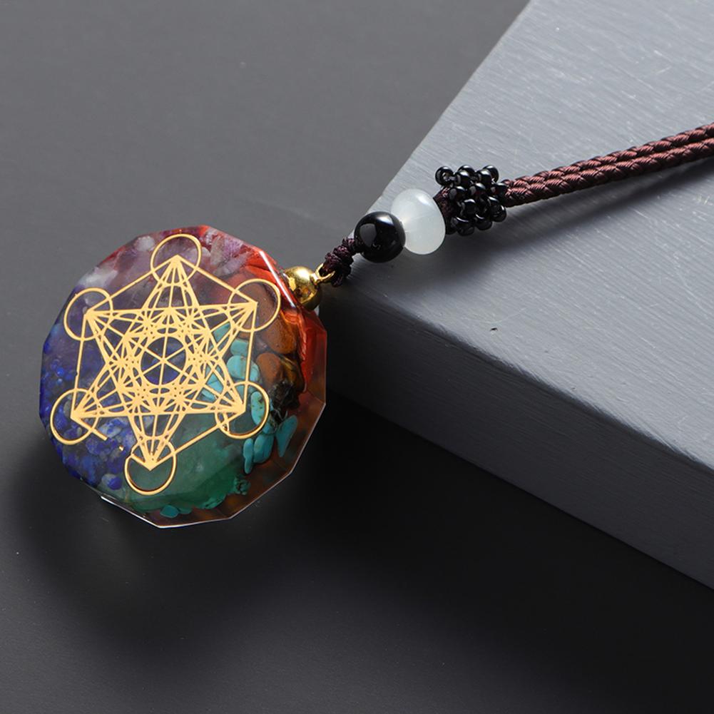 Natural Crystal Chakra Orgone Energy 7 Chakra Stones Pendant Energizing Necklace Absorbs Negative Energy Bring Lucky Necklace