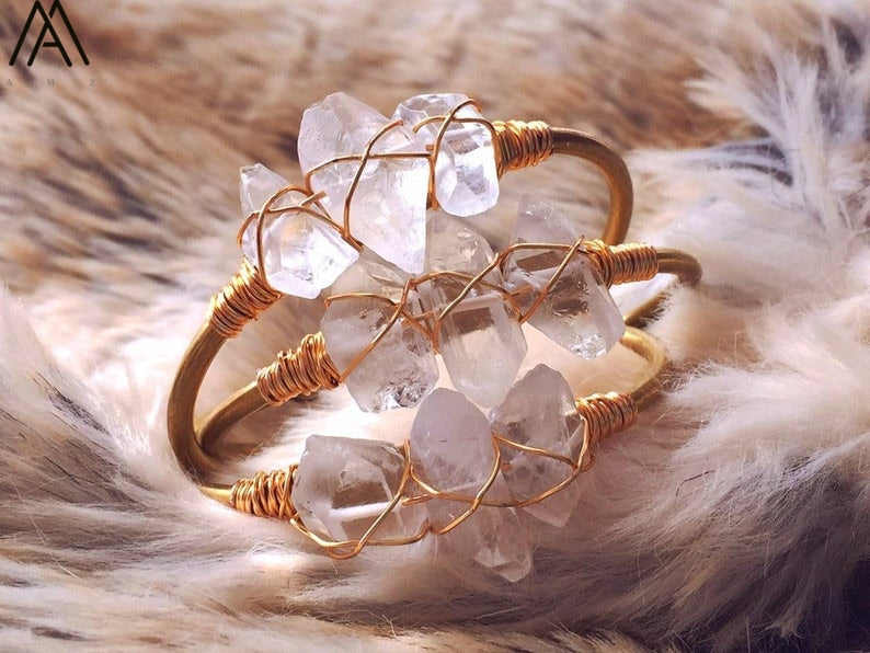 Open Natural Crystal Bangle