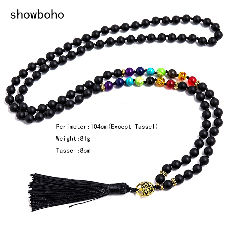 7 Chakra Beaded Knotted 108 Mala Necklace Meditation Sets