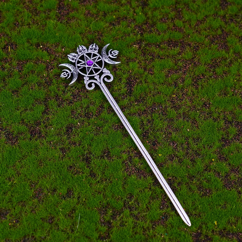 Witch Sword Crescent Moon Goddess Hair Stick