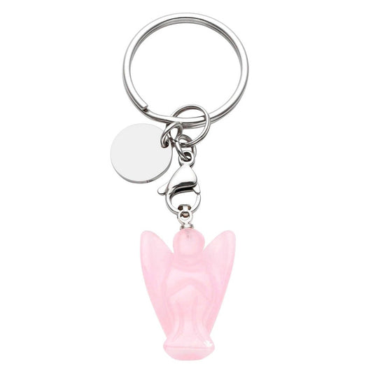 Lovely Angel Rose Quartz Key Chain