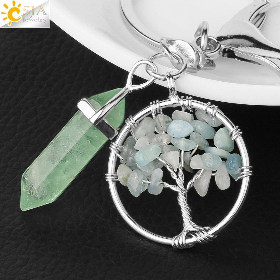 Tree of Life Reiki Pendant Crystal Key Chain