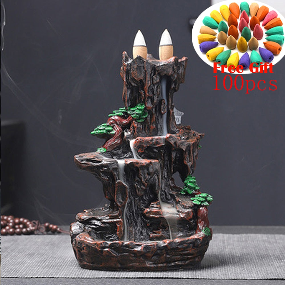 Resin Mountain Shape Smoke Waterfall