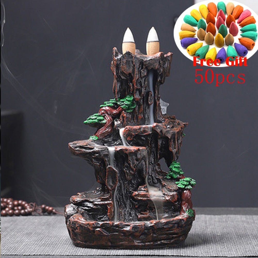 Resin Mountain Shape Smoke Waterfall