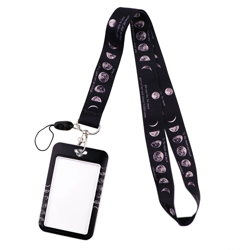 Triple Moon Goddess Wicca Keychain ID Card lanyard