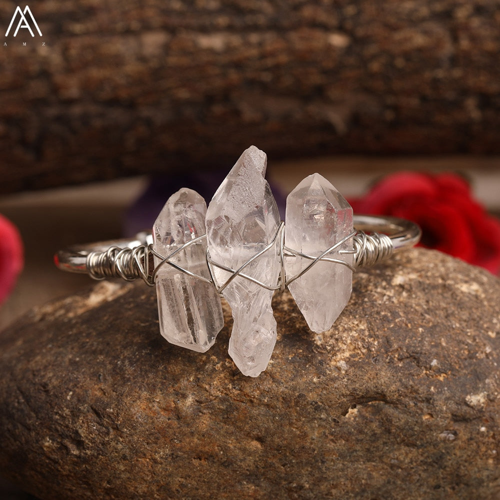 Open Natural Crystal Bangle