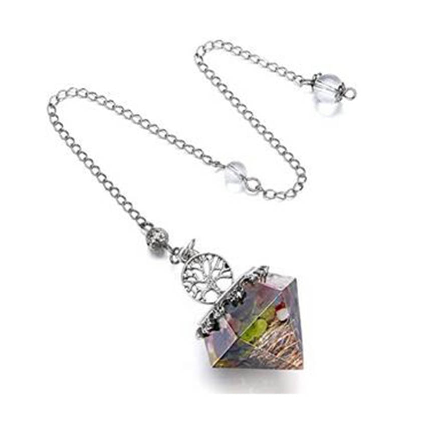 Crystal Hexagonal Pyramid Tree of Life Stone Pendulum