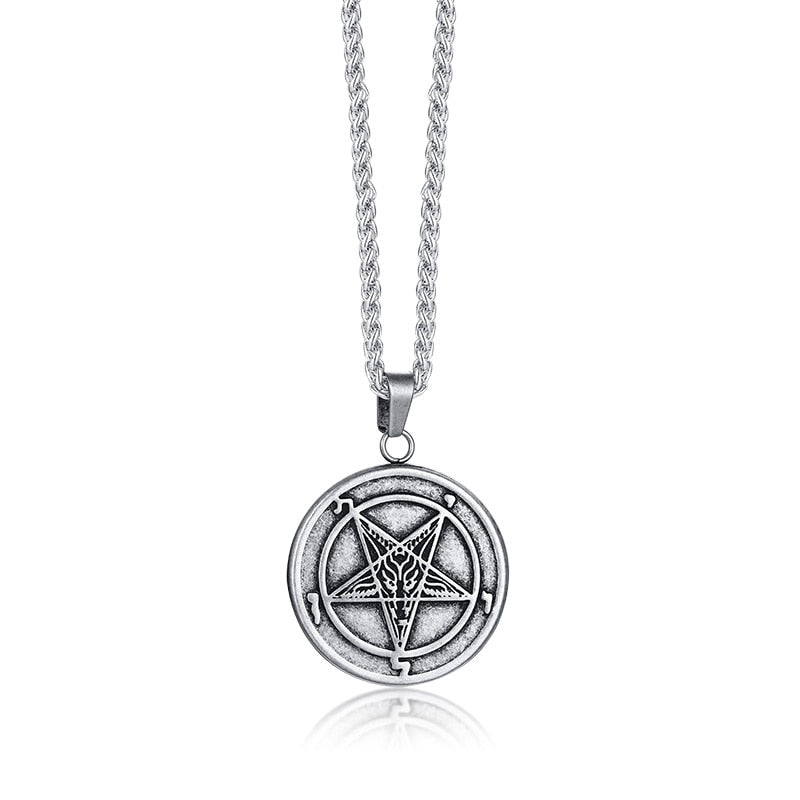 Lucifer Pentagram Baphomet amulet Stainless Steel Necklace