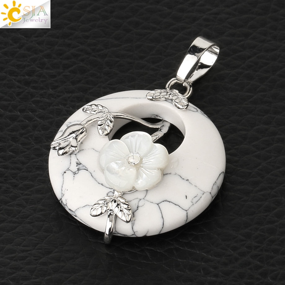 Round Flower Leaf Necklace