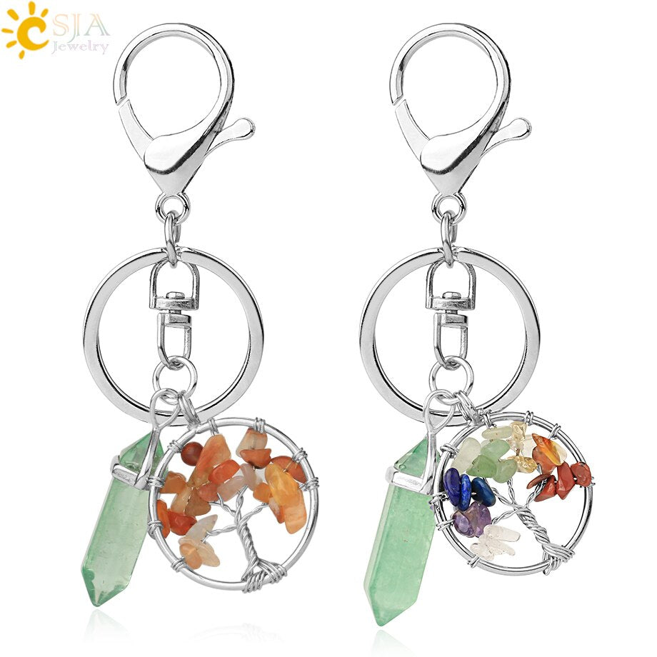 Tree of Life Reiki Pendant Crystal Key Chain