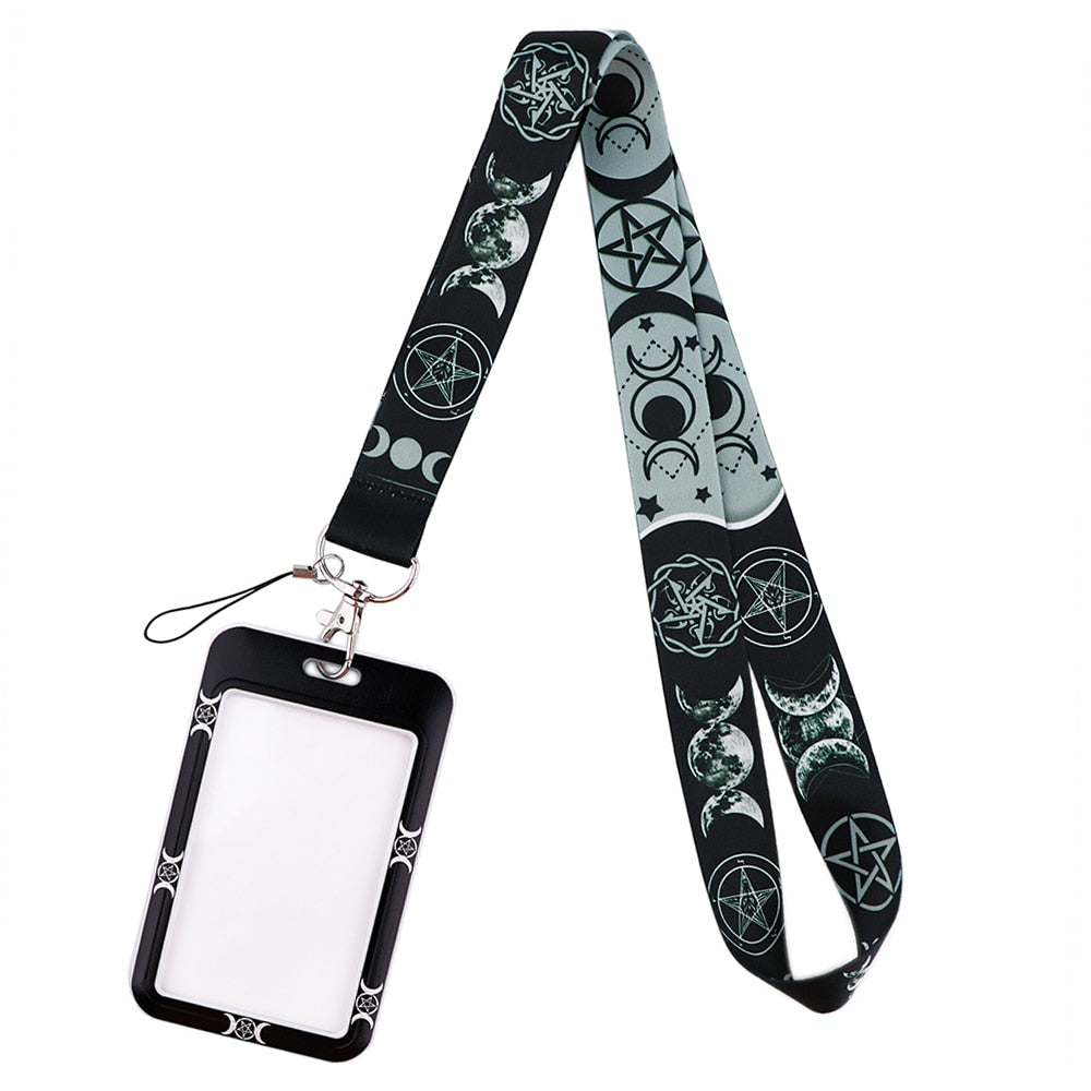 Triple Moon Goddess Wicca Keychain ID Card lanyard