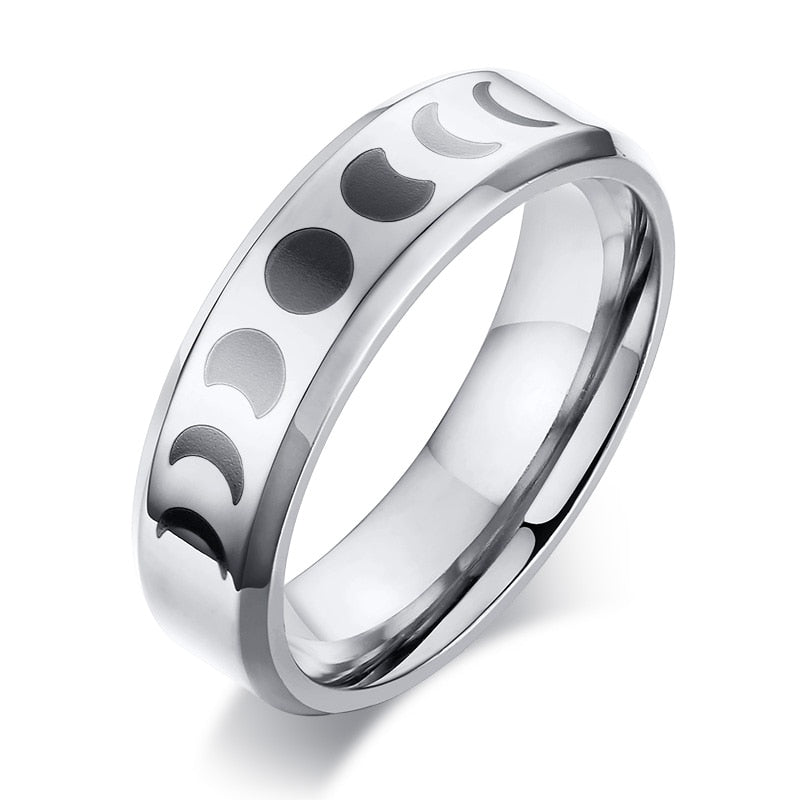 Stainless Steel Moon Phase Ring