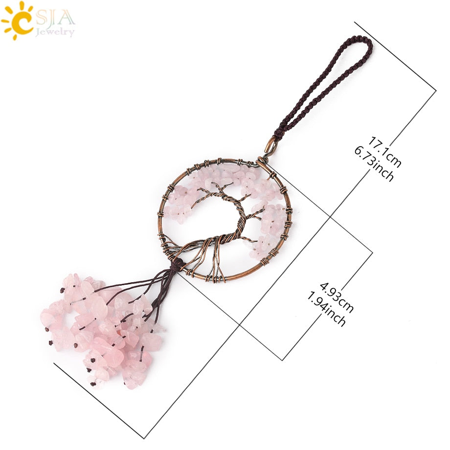 Crystal Stone Tree of Life Car Pendant