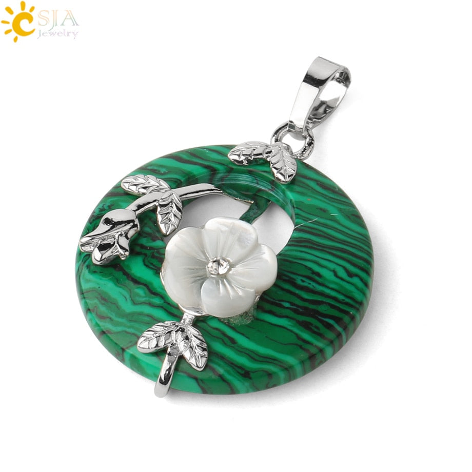 Round Flower Leaf Necklace