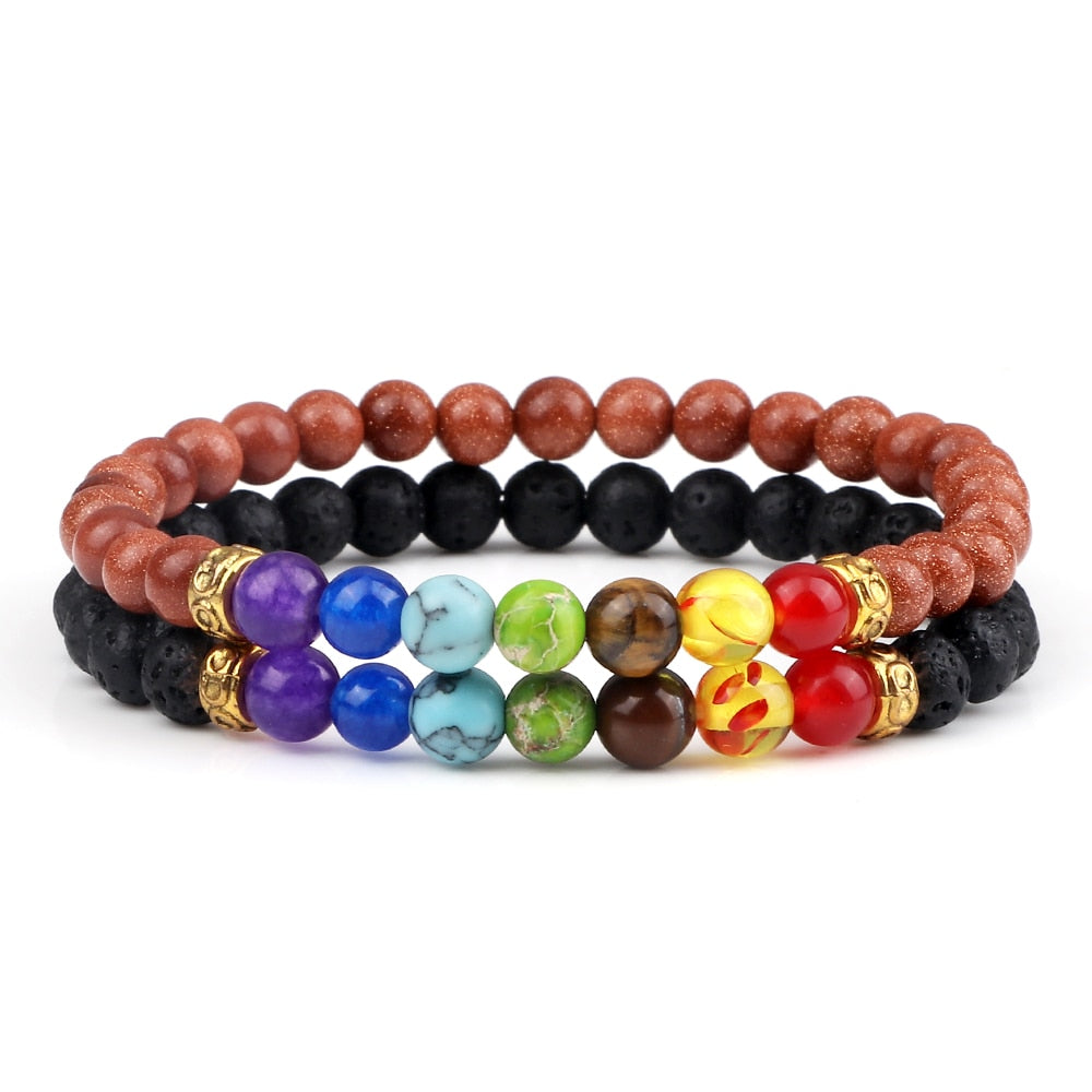 2Pcs set 7 Chakra Bracelet