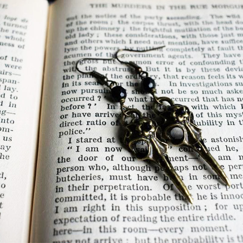 3D Crow Skull Resin Dangle Earrings