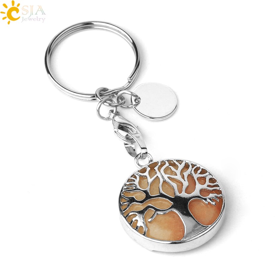 Natural Crystal Tree of Life Keychain