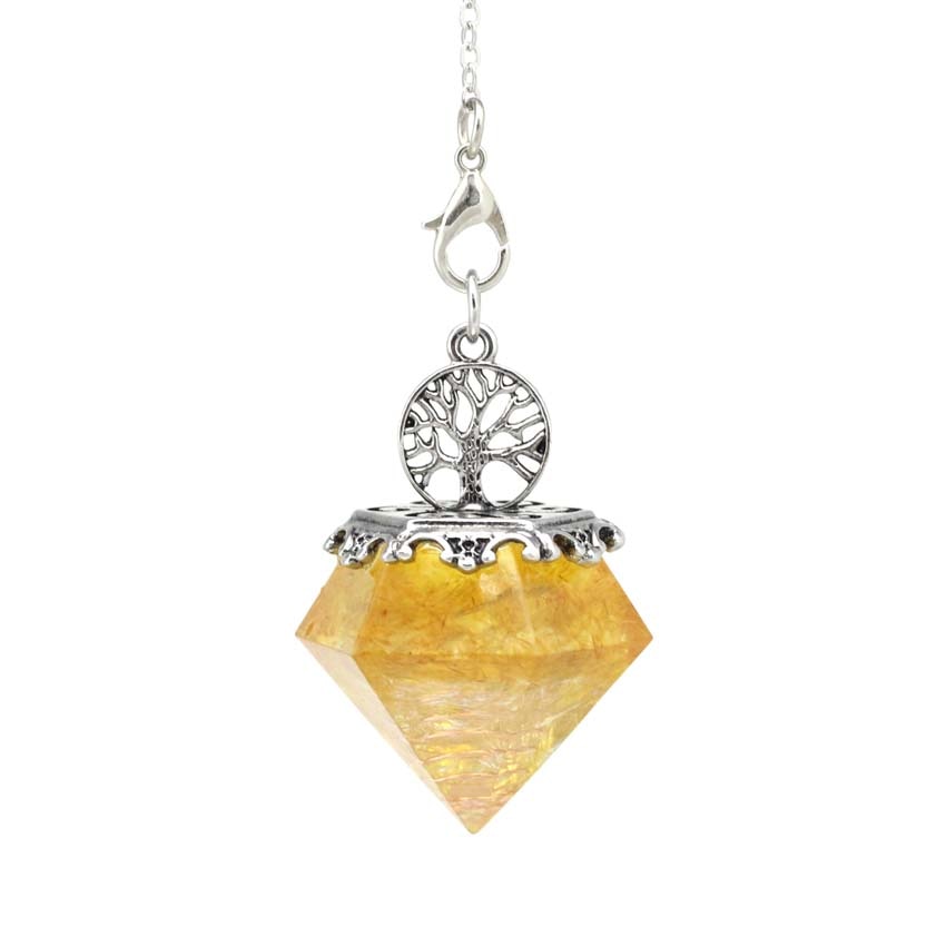 Crystal Hexagonal Pyramid Tree of Life Stone Pendulum